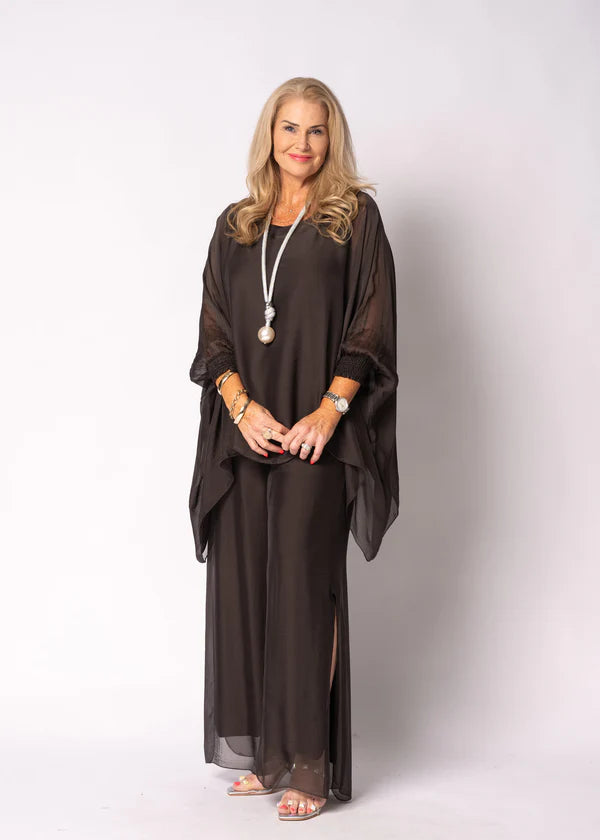 New Gia Silk Pants in Chocolate Truffle