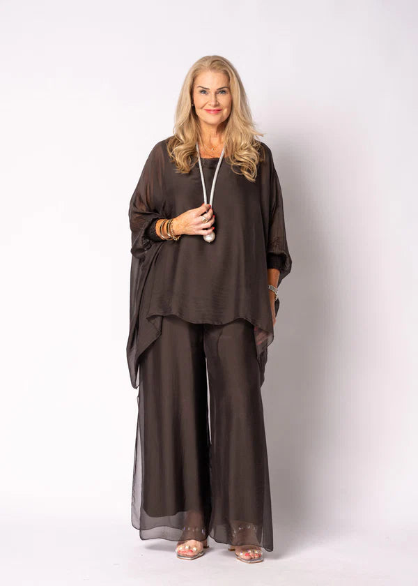 New Gia Silk Pants in Chocolate Truffle
