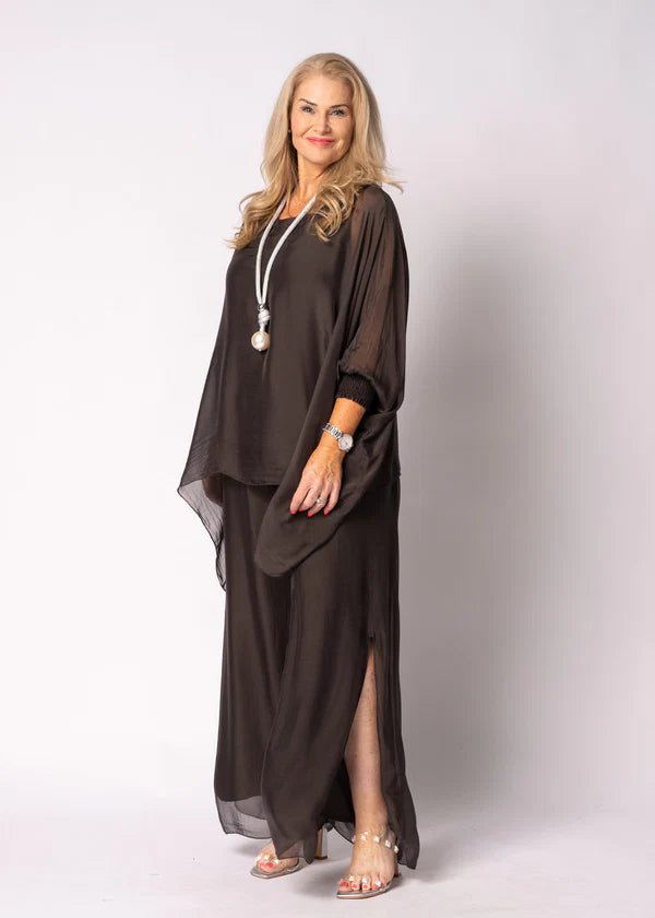 New Gia Silk Pants in Chocolate Truffle