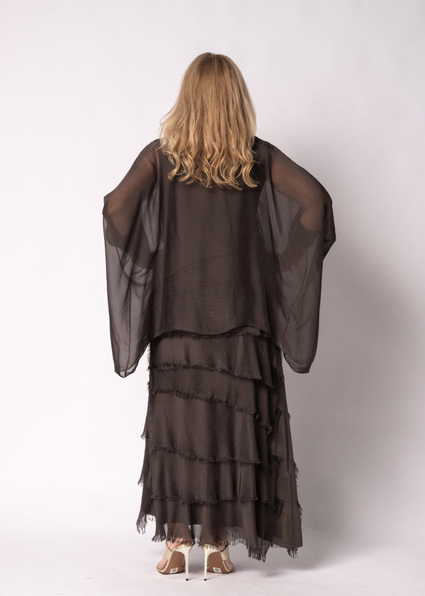 Fifi Silk Skirt in Chocolate Truffle