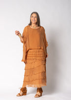 Amulet Silk Top in Burnt Toffee