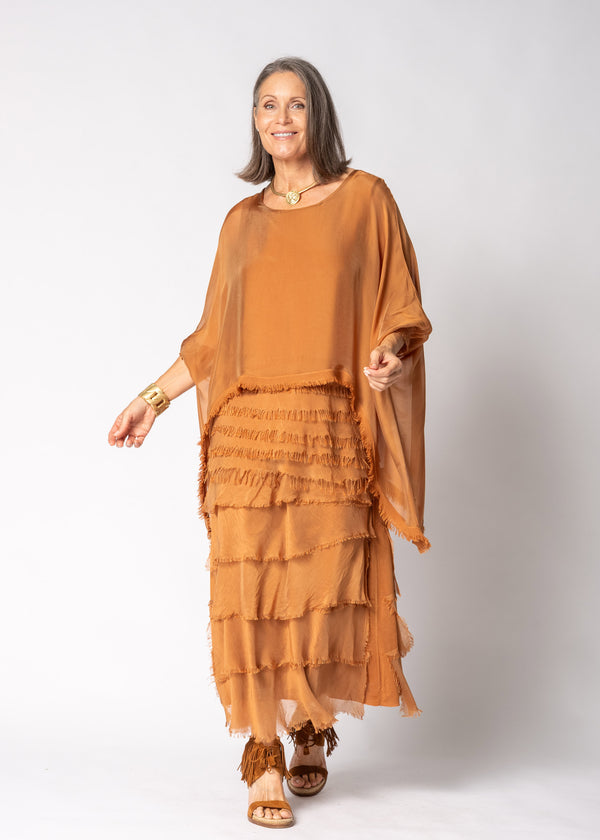 Amulet Silk Top in Burnt Toffee
