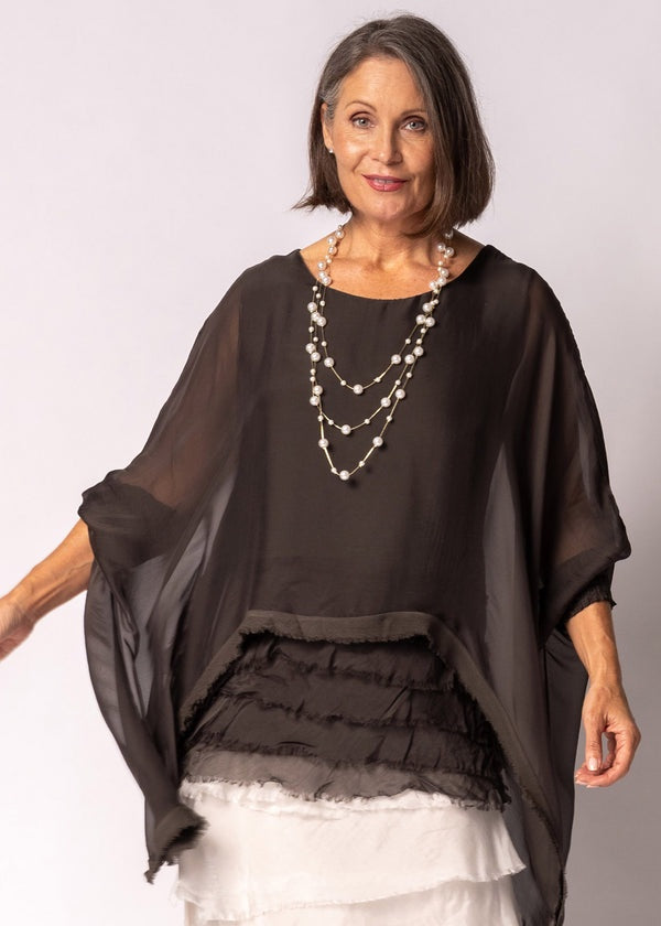 Amulet Silk Top in Chocolate Truffle