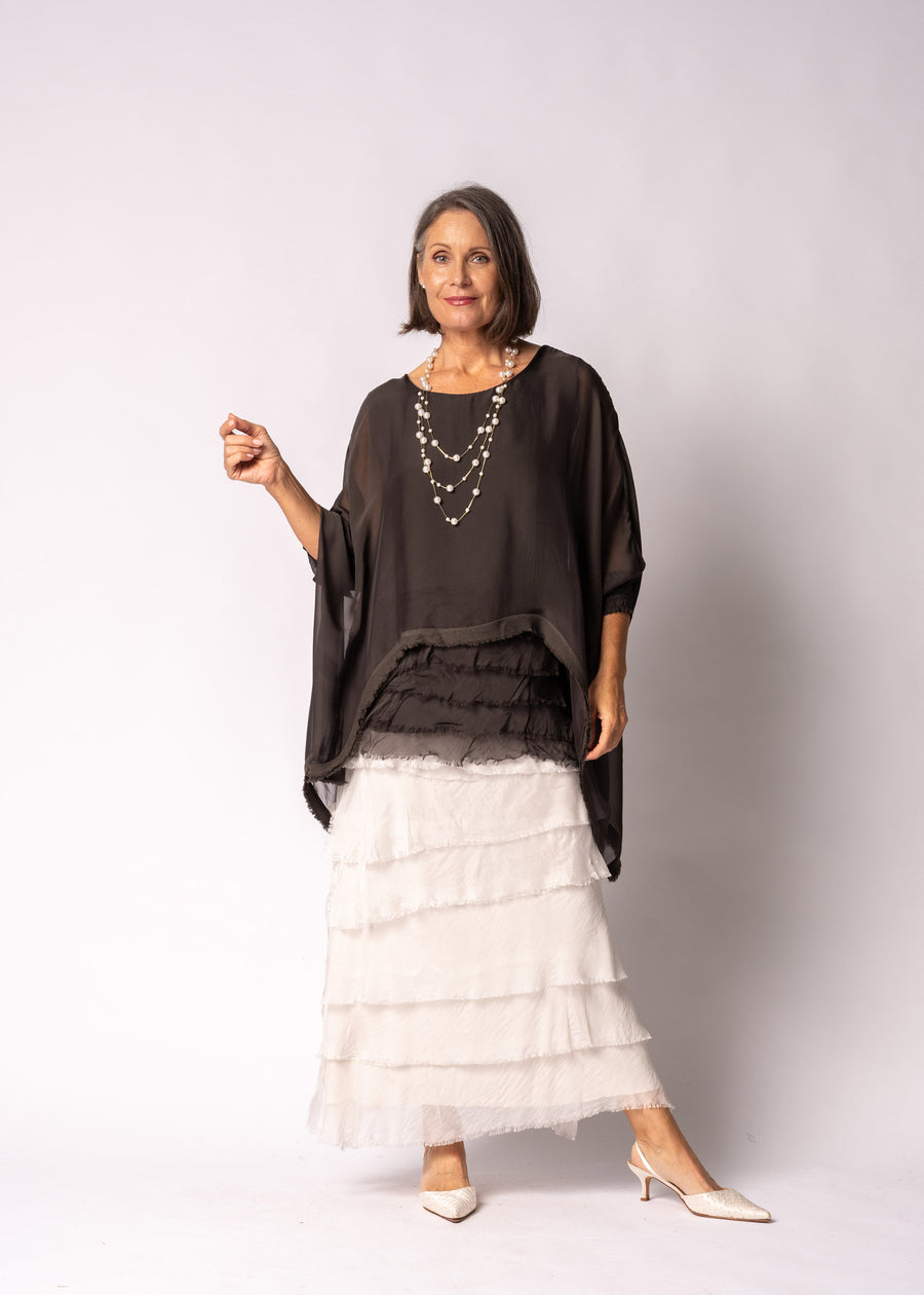 Amulet Silk Top in Chocolate Truffle