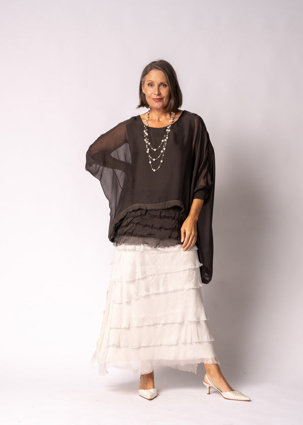 Amulet Silk Top in Chocolate Truffle