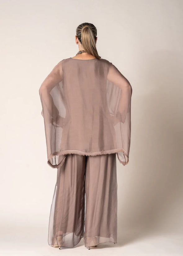 Karolina Silk Pants in Milk Chocolate