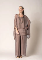 Karolina Silk Pants in Milk Chocolate