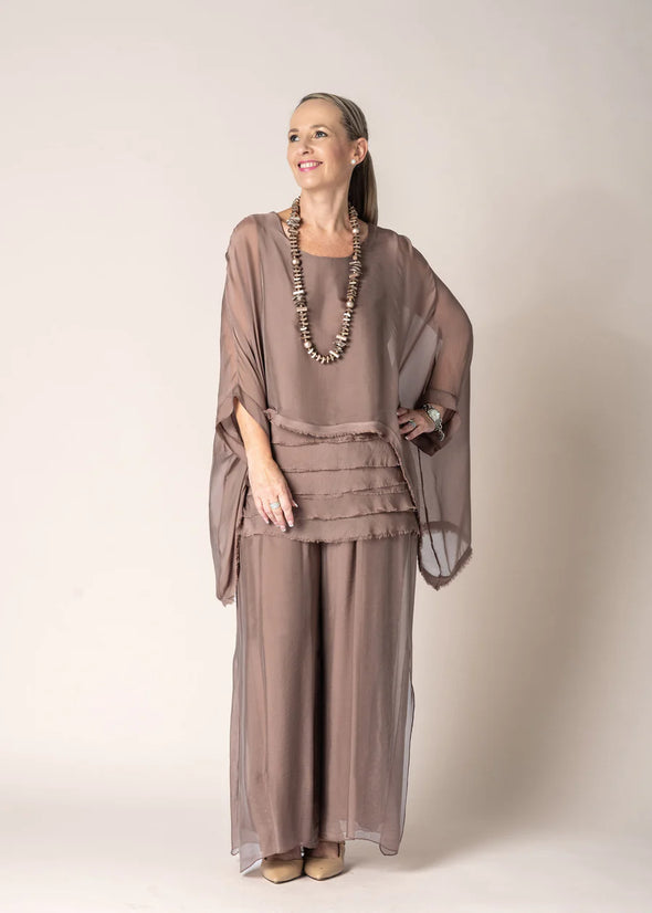 Karolina Silk Pants in Milk Chocolate