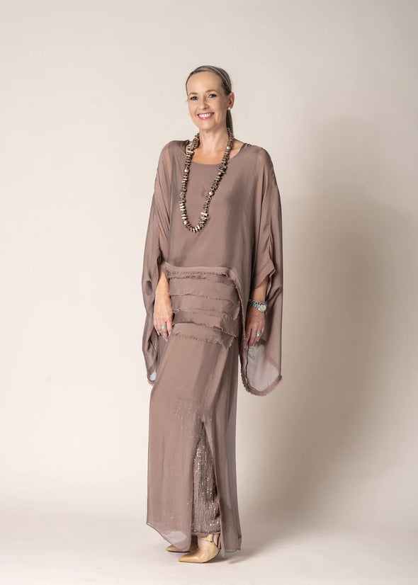 Karolina Silk Pants in Milk Chocolate