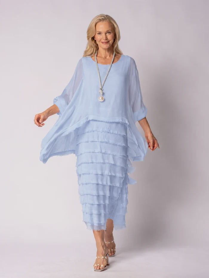 Netty Silk Dress in Baby Blue