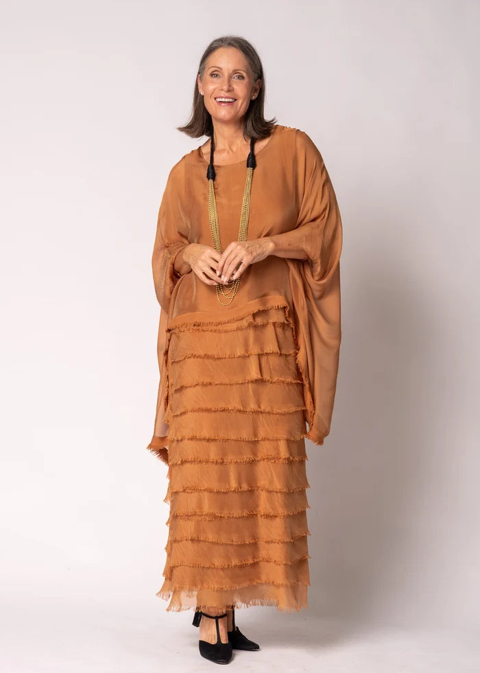 Netty Silk Dress in Burnt Toffee