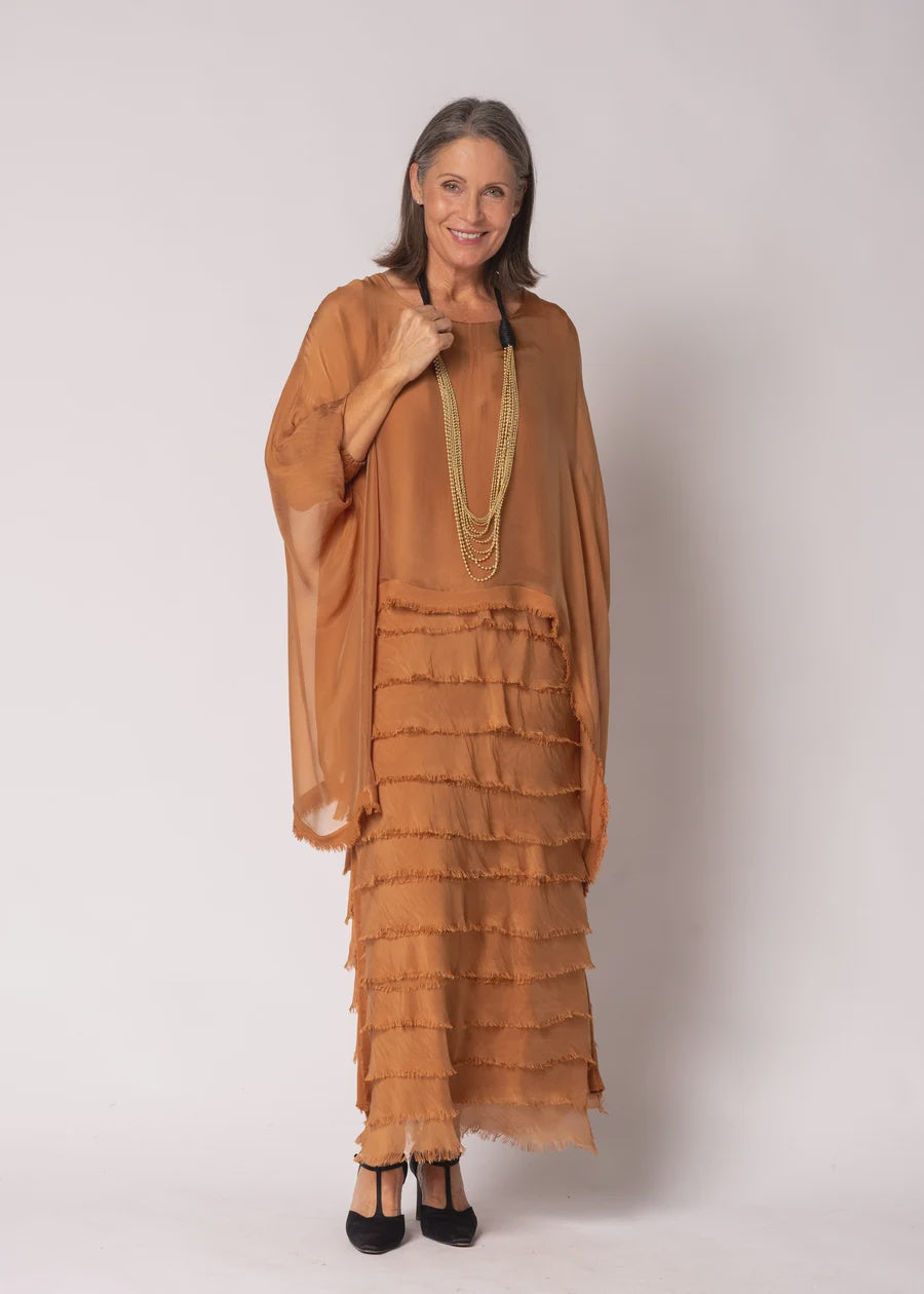 Netty Silk Dress in Burnt Toffee
