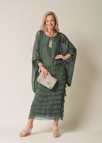 Netty Silk Dress in Khaki