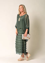 Netty Silk Dress in Khaki