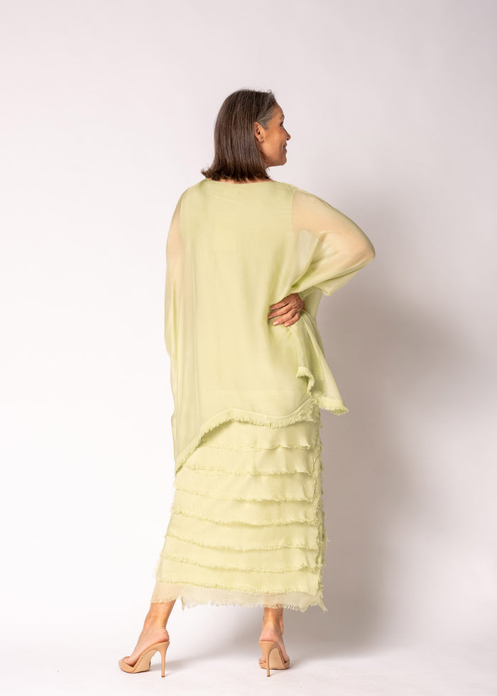 Netty Silk Dress in Lily Green