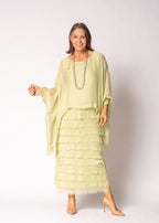 Netty Silk Dress in Lily Green