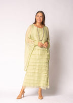 Netty Silk Dress in Lily Green