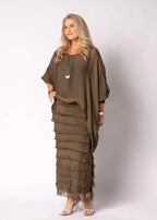 Netty Silk Dress in Moss Green