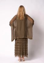 Netty Silk Dress in Moss Green