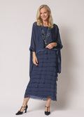 Netty Silk Dress in Navy