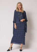 Netty Silk Dress in Navy