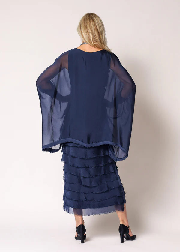 Netty Silk Dress in Navy