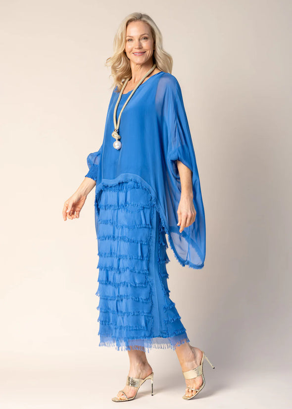 Candie Silk Dress in Cobalt Blue