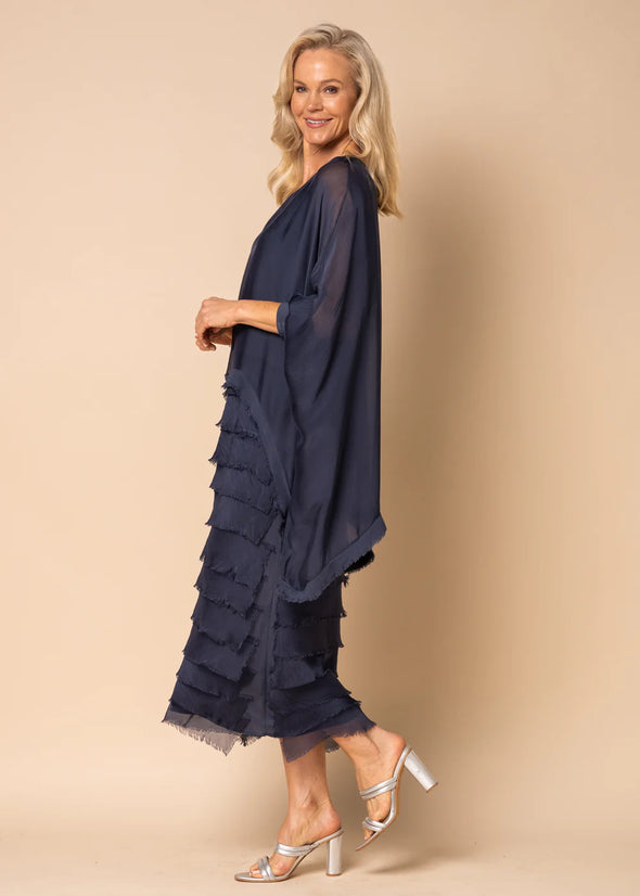 Candie Silk Dress in Navy