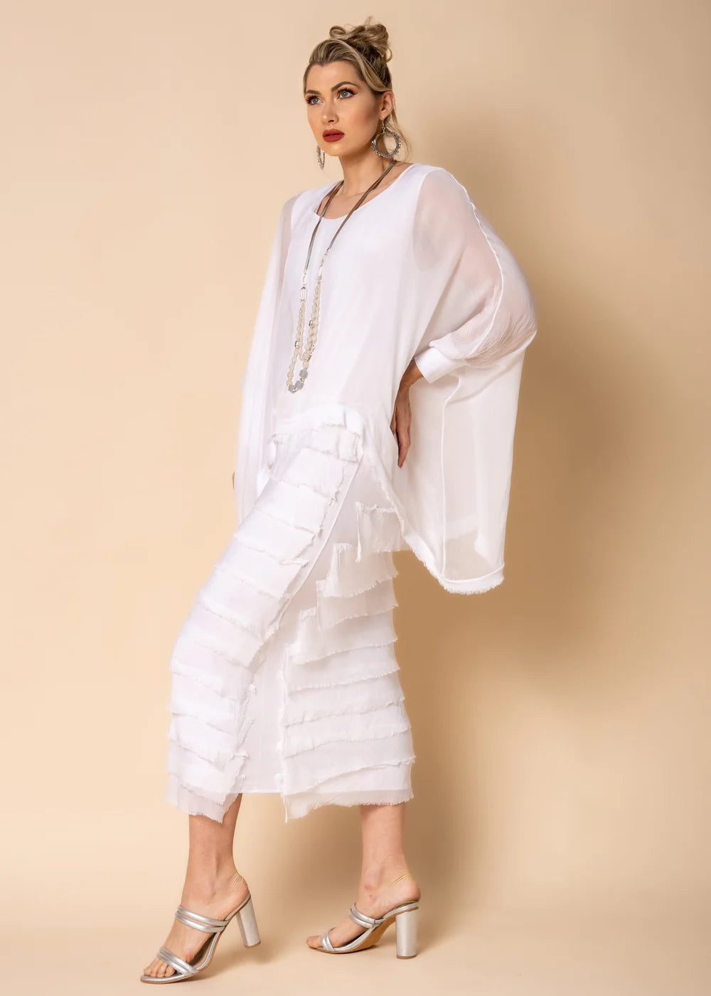 Candie Silk Dress in White