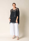 Farah Silk Top in Granite