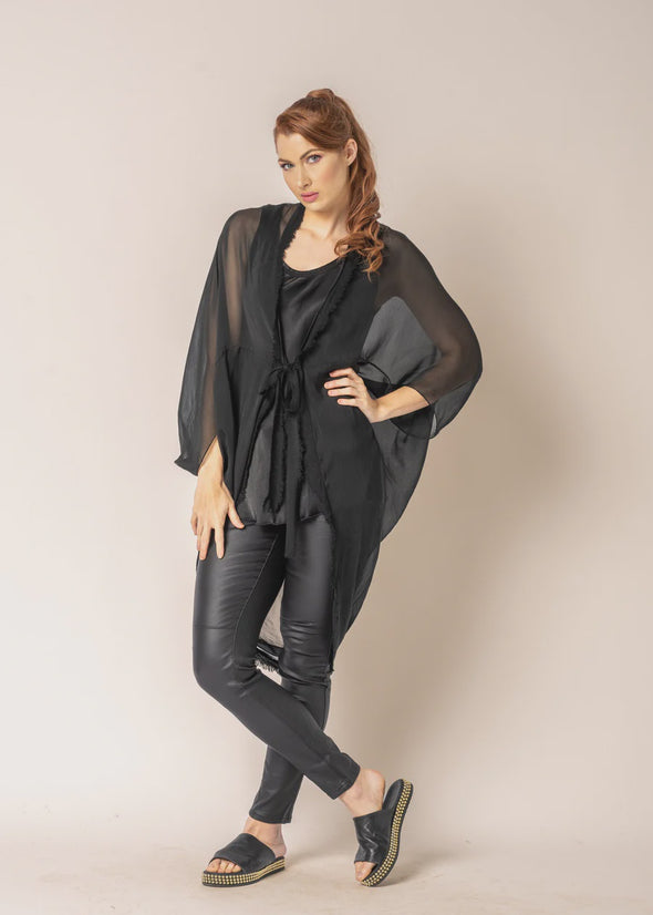 Samantha Silk Jacket in Onyx