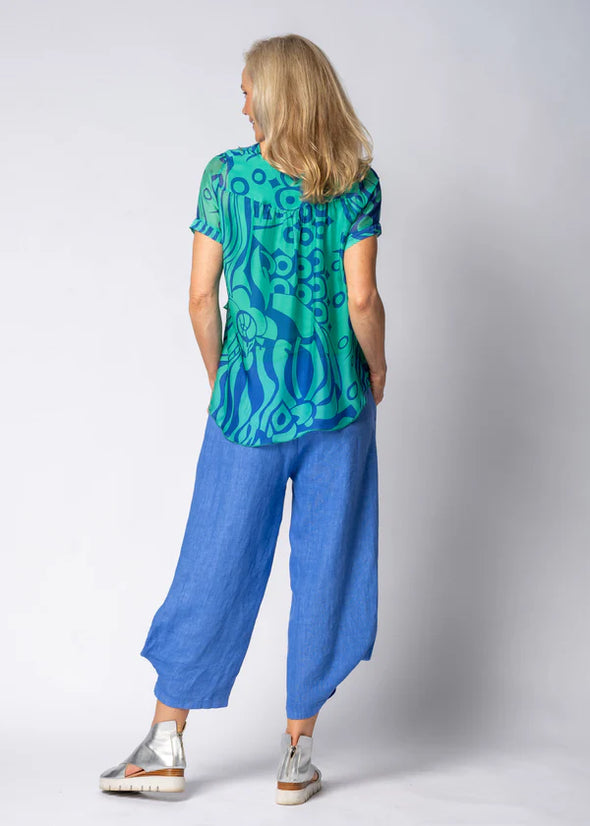 Addison Linen Pant in Positano Blue