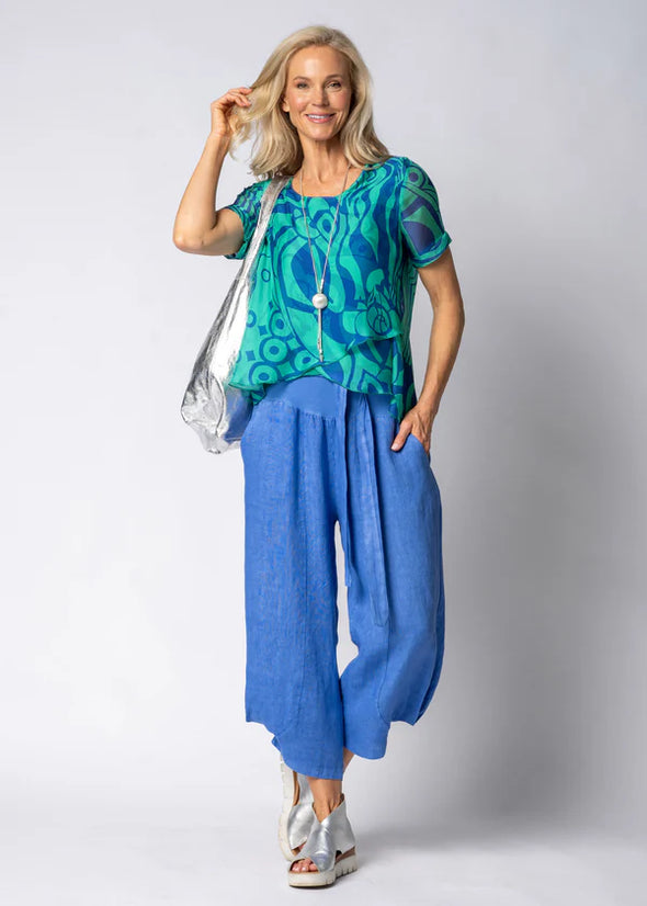 Addison Linen Pant in Positano Blue