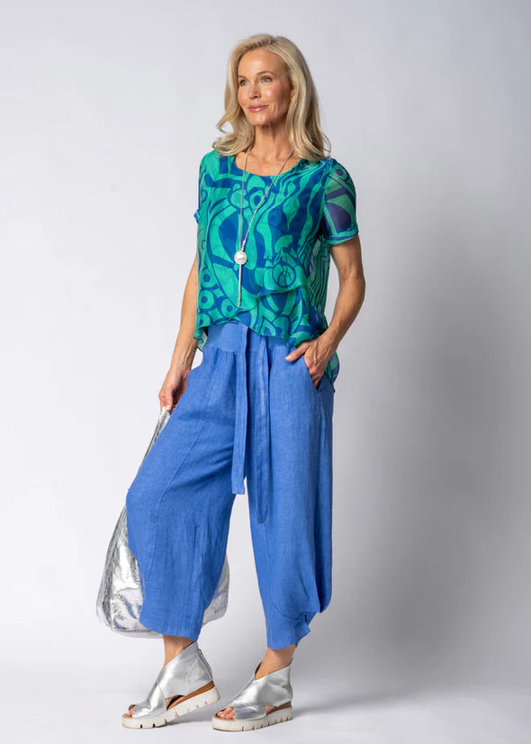 Addison Linen Pant in Positano Blue