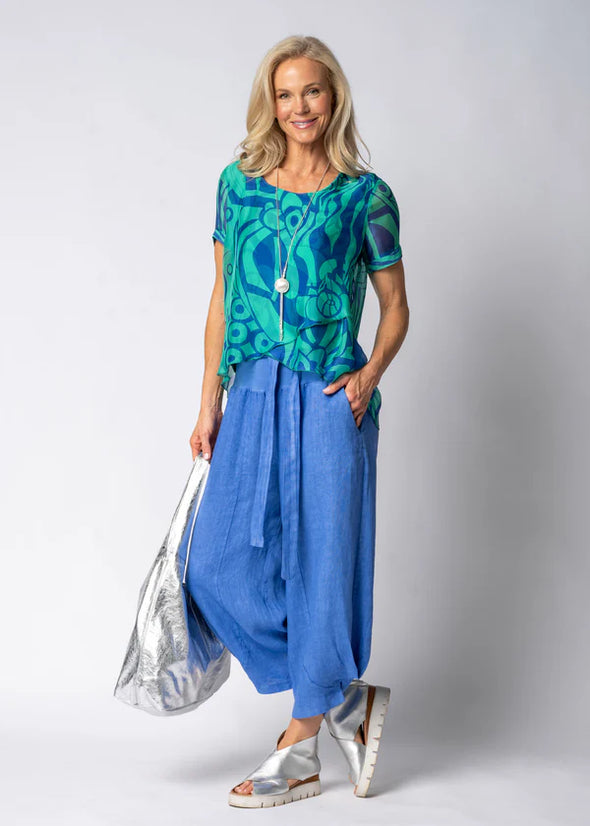 Addison Linen Pant in Positano Blue