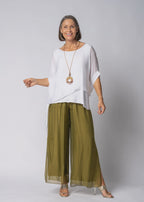 New Gia Silk Pant - Green Olive