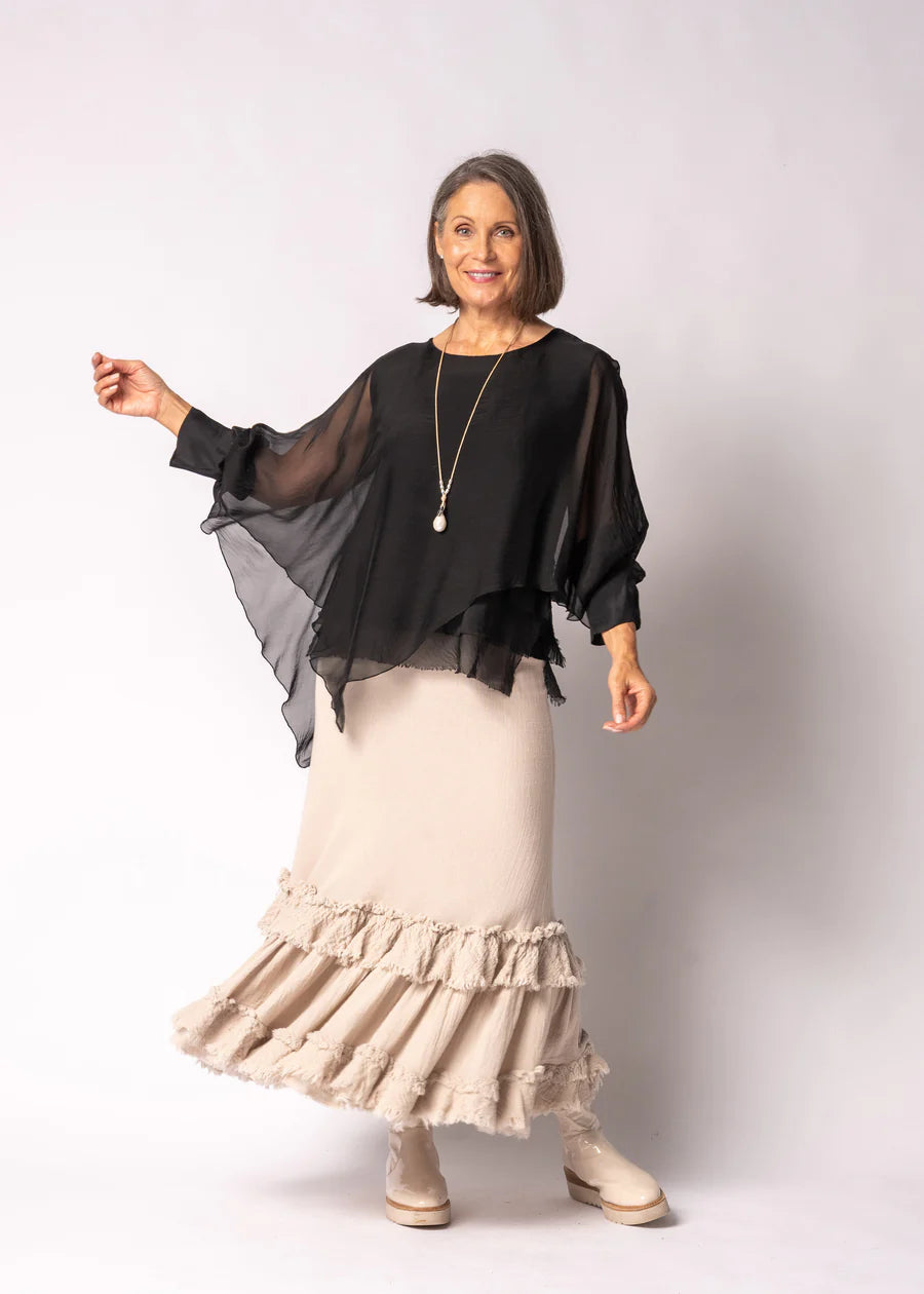 Keliana Silk Top in Onyx