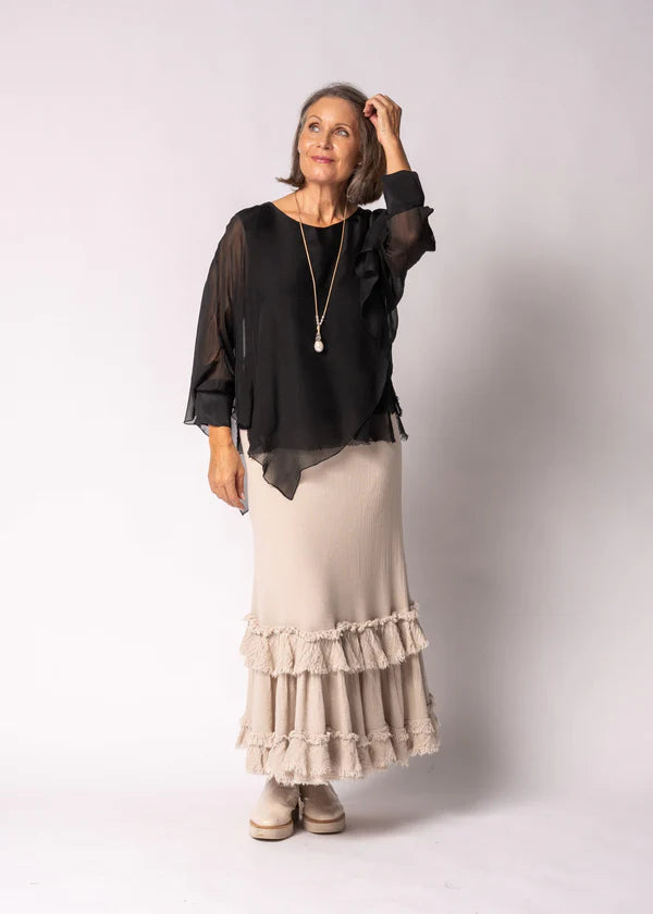 Keliana Silk Top in Onyx