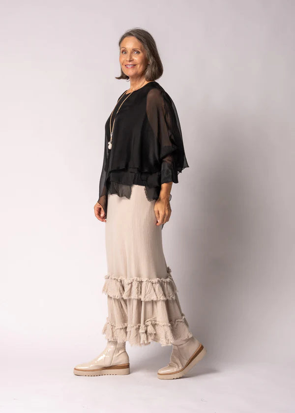 Keliana Silk Top in Onyx