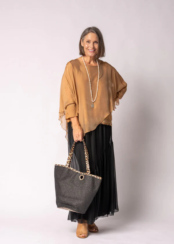 Keliana Silk Top in Sahara Sand