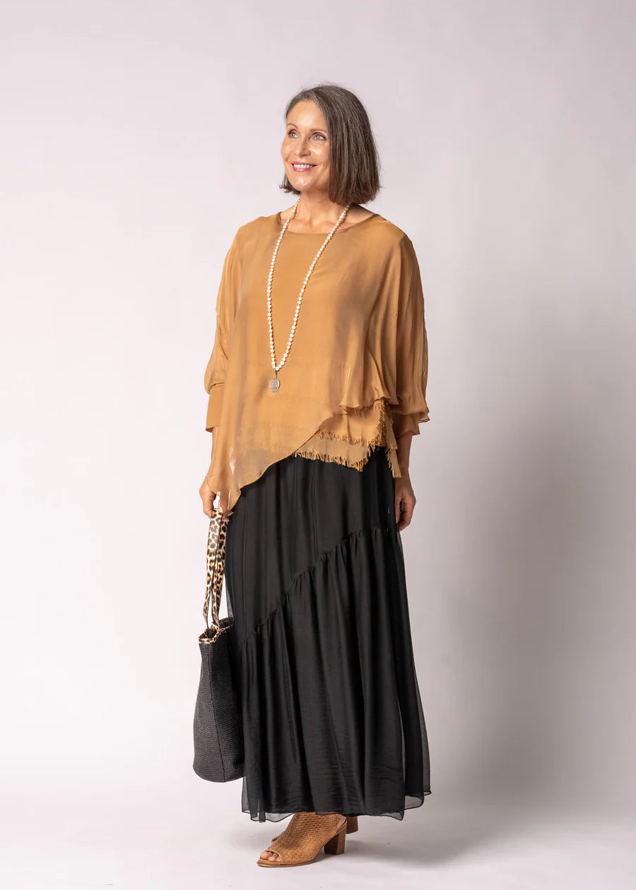 Keliana Silk Top in Sahara Sand