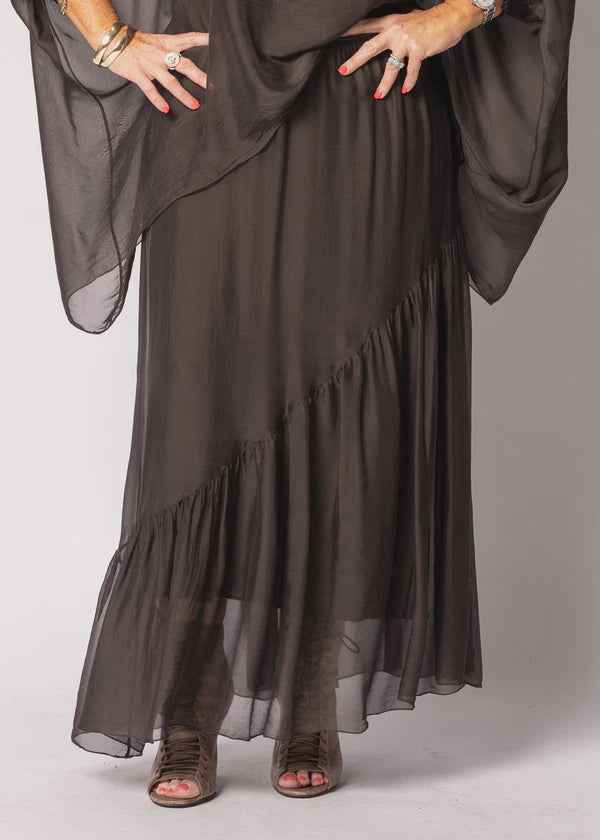 Adelise Silk Skirt in Chocolate Truffle
