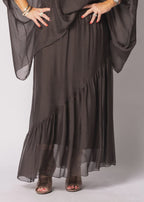 Adelise Silk Skirt in Chocolate Truffle