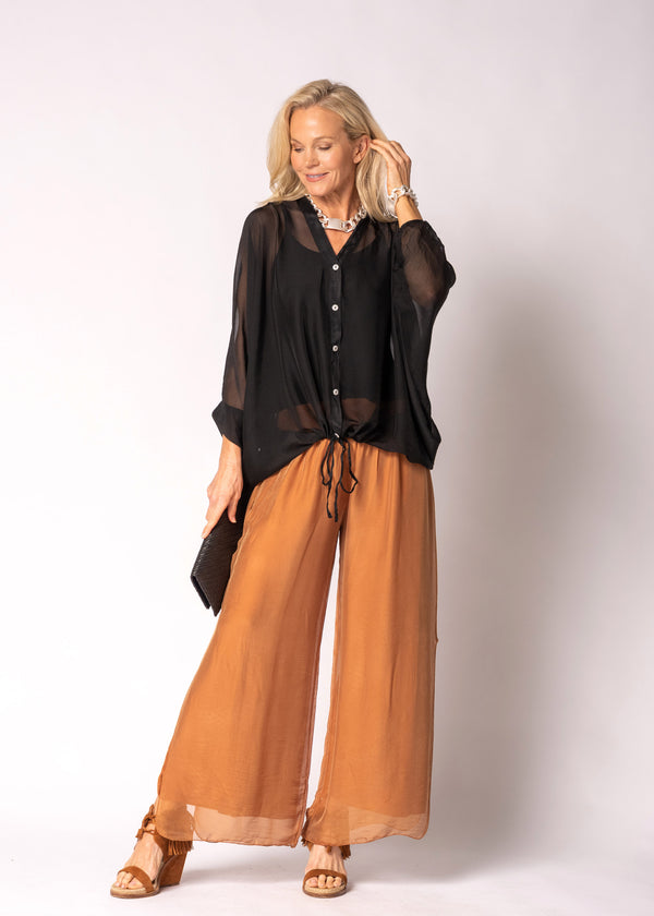 Gia Silk Pants in Burnt Toffee
