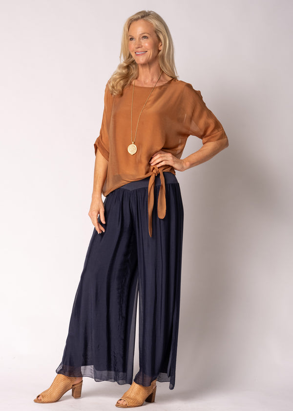 Petal Silk Top in Burnt Toffee