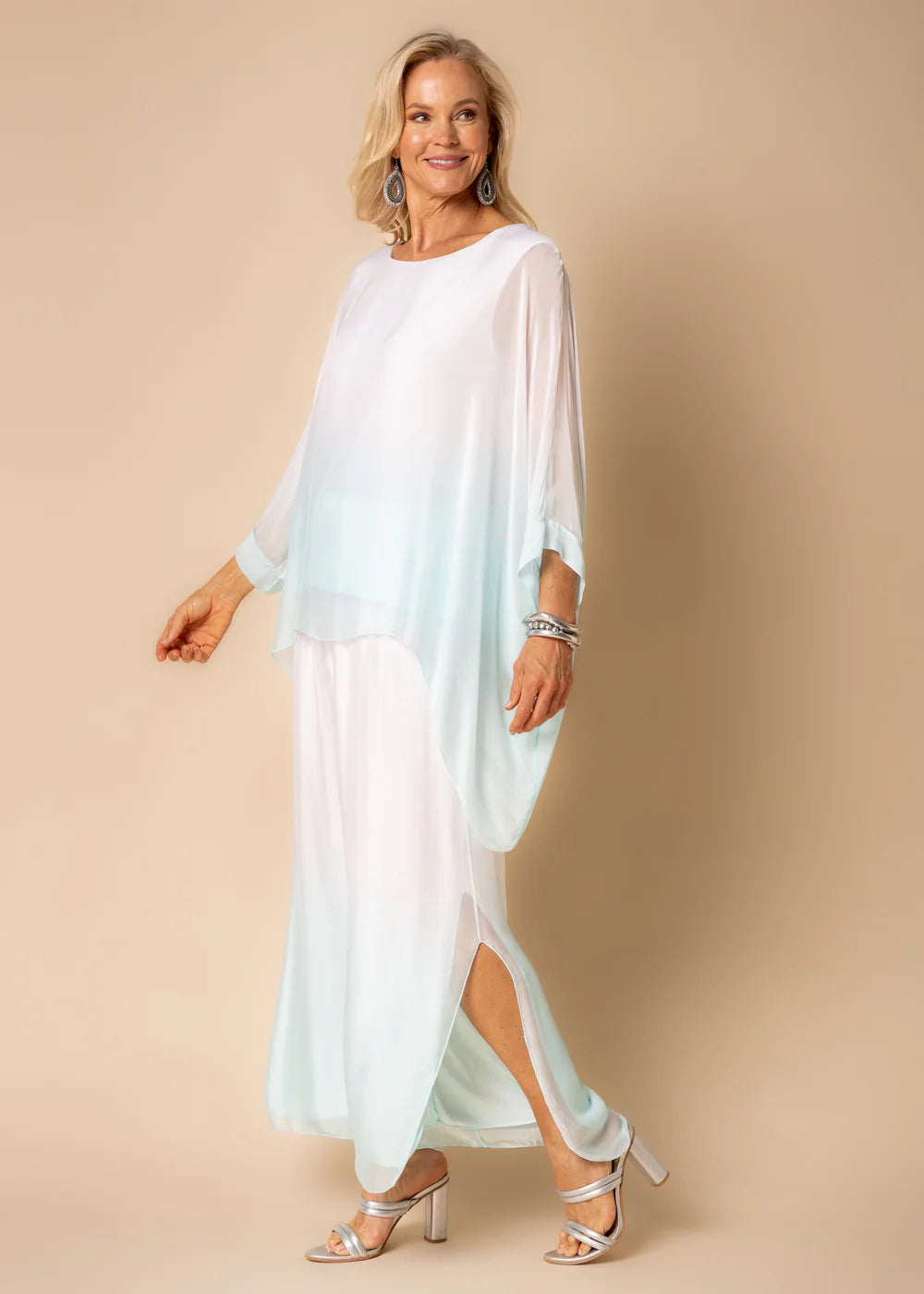 Nura Silk Pants in Aqua  Mist