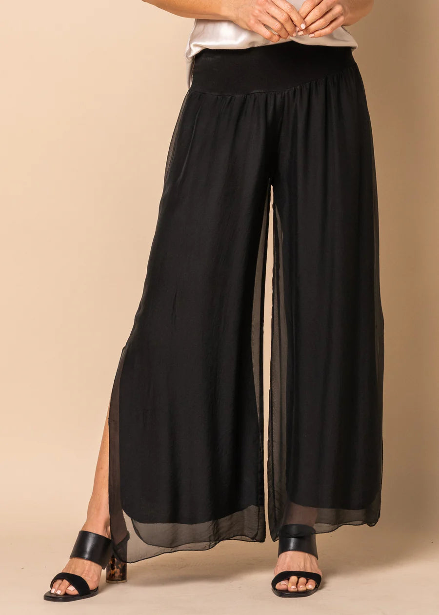 New Gia Silk Pants in Onyx