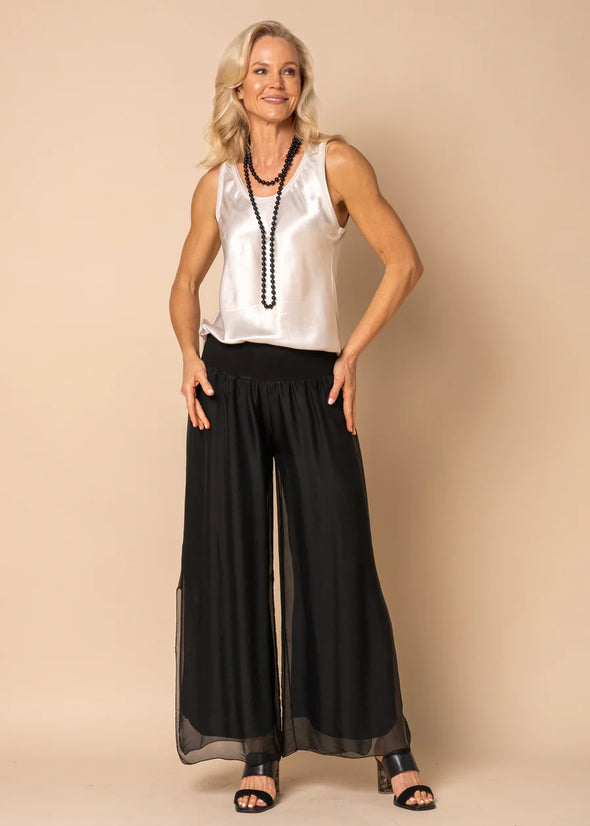 New Gia Silk Pants - Onyx