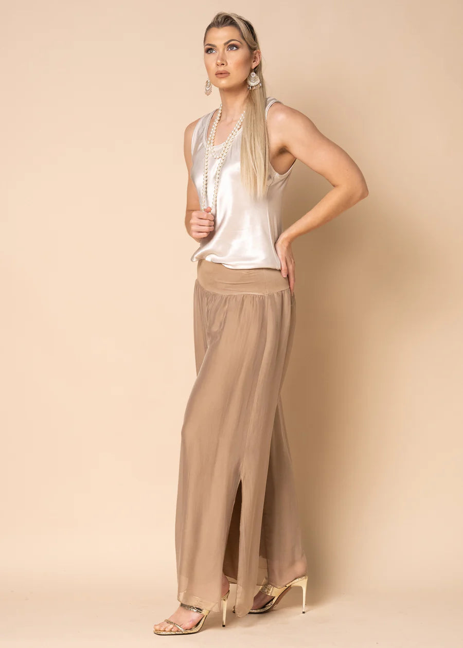 New Gia Silk Pants in Desert
