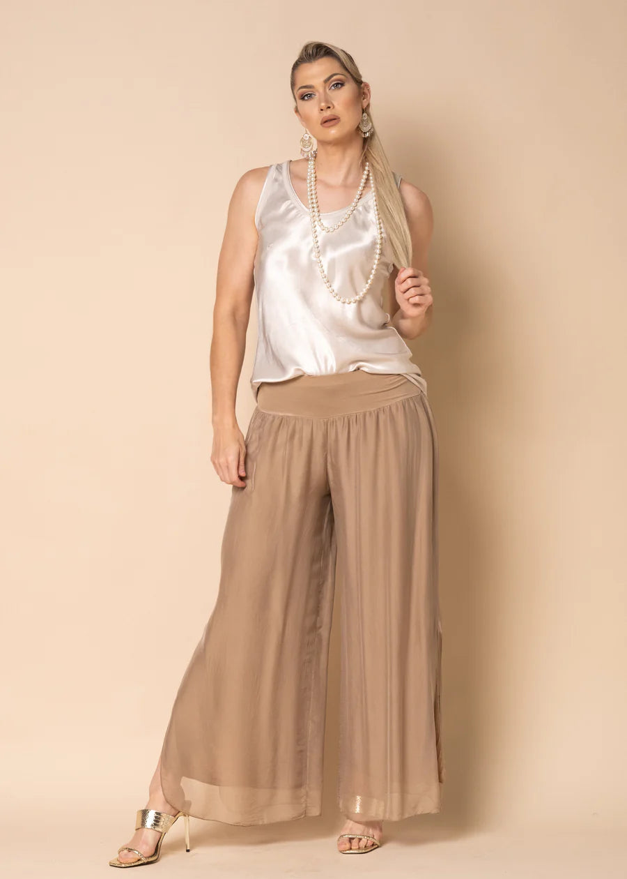 New Gia Silk Pants in Desert